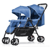 Two-child cart artifact twin baby stroller front and back seat can sit can lie down light big and small treasure double