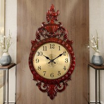 New Chinese style solid wood wall clock living room home fashion Chinese style mute time clock classical creative carving Wall watch