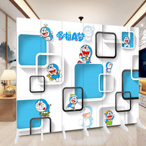 Screen Simple modern cartoon Kindergarten childrens room partition Mobile push-pull training class school classroom partition wall