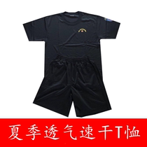  Summer black round neck special physical fitness clothing pure cotton short-sleeved shorts summer breathable quick-drying tactical t-shirt