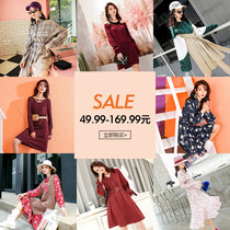Discount seven grid autumn and winter chiffon dress women's loose knit waist show thin fairy skirt low price Q