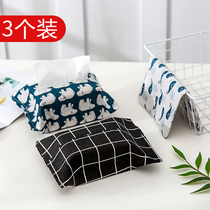 Nordic cotton and linen tissue set cute cartoon paper drawer box tissue bag creative car drawer box tissue pack tissue box