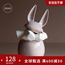 Sweden imported DBKD Nordic design ceramic storage can cute rabbit ornaments creative jewelry storage can