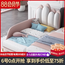 Childrens bed Girl princess bedside bed Light luxury single bed with guardrail baby splicing bed widened bed
