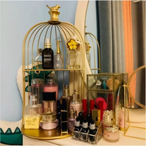 Bird cage shelf ins cosmetics storage rack Wrought iron bird cage desktop shelf dresser finishing rack Skin care