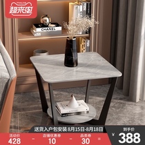 Sofa side few light luxury modern minimalist square bedside table side cabinet side table Marble rock board small coffee table corner few minimalist