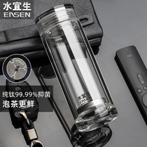 Shuiysheng double transparent glass glass resistant Tropical tea leak proof proof mens high-grade portable high temperature resistant tea cup