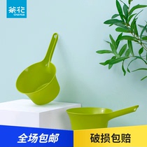 Camellia water scoop plastic thick long handle water spoon household kitchen cooking vegetable washing water spoon baby children Bath spoon