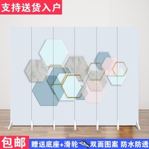 Nordic screen partition wall Simple modern living room Bedroom Home office Folding mobile entrance Fabric folding screen