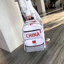 Sports backpack mens large-capacity sports training bag canvas backpack travel bag National Tide junior high school student bag