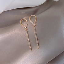Return rate qiao high ~ light luxury ~ high-grade atmospheric sterling silver earrings Ladies Diamond Net red tassel female temperament tide