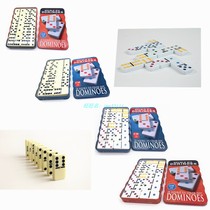 2021 new curved red blue iron box melamine DOMINO set DOMINO Double Six 28