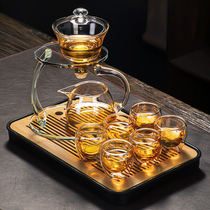 Glass lazy tea set tea maker set home light luxury high-end living room kung fu tea tray tea cup automatic bubble teapot