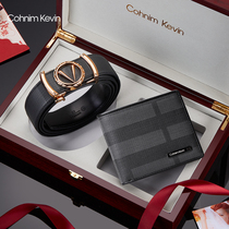 Cohnim Kevin Wallet Man Real Cow Leather Short Leather Strap Gift Box Kit Men 2022 New Birthday Gifts
