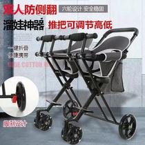 Baby twin slip baby artifact Double two-child stroller lightweight summer two-hand stroller one-button folding car