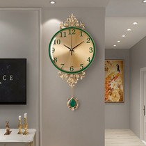 European-style light luxury brass wall clock living room home fashion atmospheric art clock creative personality modern wall clock