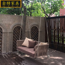 Outdoor swing Indoor household balcony hanging chair Hanging double hanging basket rattan chair Courtyard bedroom adult hammock