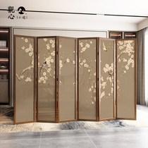 Chinese screen folding mobile partition living room bedroom blocking home porch solid wood simple modern folding screen entrance