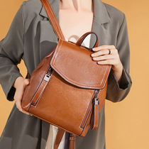 WFF Fashion Double Shoulder Pack Female Leather Backpack Headpack Bull Leather Current Anti-theft Shoulder Pack Leisure Travel Pack