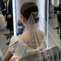 Xia La's new product simple pearl hair comb new Korean bride wedding veil veil mesh wedding dress with accessories