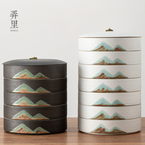 Nong-li) Tea cans ceramics large storage tea waking tea tea cake cans tea packaging storage boxes for home use
