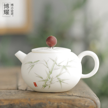 Dehui goat Jade white porcelain teapot ceramic household handmade ball hole Xishi pot kung fu tea set single pot bubble teapot