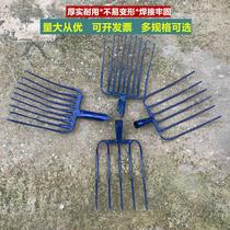 Solid steel fork agricultural large straw fork four-strand fork five-strand fork six-strand multi-strand wheat straw fork cow dung fork garbage fork
