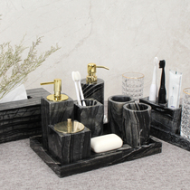 Nordic high-grade marble five-piece bathroom tray toilet decoration set light luxury bathroom wash kit