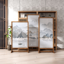 Screen partition living room tea room entrance to block the new Chinese style solid wood entry barrier office Zen screen