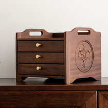 Walnut Puer tea box multi-layer solid wood tea cake box drawer type household high-grade white tea cake storage box tea box