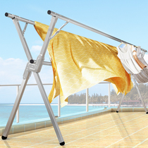Clothes hanger floor folding indoor bedroom household sandbar outdoor balcony stainless steel telescopic quilt artifact