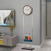 Modern light luxury floor clock home fashion simple vertical metal large seat clock Villa creative silent clock
