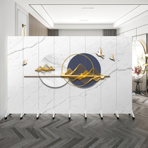New Chinese screen partition wall living room bedroom light luxury hotel office background wall simple modern folding mobile