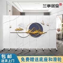 New Chinese screen partition wall living room bedroom light luxury hotel office background wall simple modern folding mobile