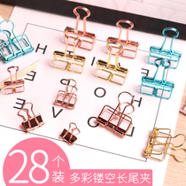 Del color hollow long tail clip file clip clip small clip stationery tool fixed universal clip holder long tail big ins Wind file clip finishing clip universal fixed hipster