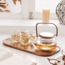Japanese kung fu tea set set home tea ceremony simple living room with tray modern office wedding gift