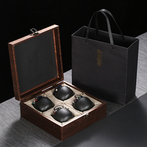 Black pottery universal tea sealed can empty gift box packaging bag storage ceramics small and medium business opening gift customization