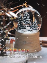 Christmas crystal ball Bluetooth audio creative ornaments automatic snow Christmas elk clockwork birthday gift children