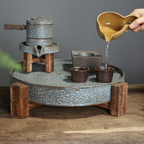 Creative Stone Mill tea set creative ceramic teapot tea tray semi-automatic lazy tea maker kung fu tea set home