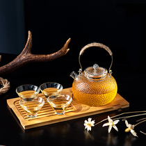 Cooking teapot glass can be heated and high temperature resistant copper handle beam tea set special for electric ceramic stove