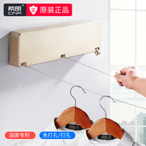 6 m three-rope telescopic clothesline balcony indoor non-punch quilt Collet toilet invisible drying rack