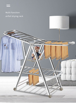 Stainless steel folding drying rack floor-to-ceiling household balcony indoor and outdoor quilt towel baby baby diaper rack