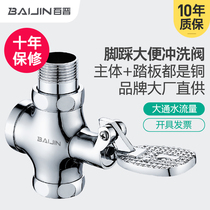 Baijin squatting pan flush valve foot pedal valve stool flush valve copper switch toilet bowl foot delay
