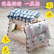 Plastic folding stool portable home shoe change stool thick small stool adult low stool send cotton cushion folding stool