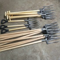 Turning fork agricultural tools digging artifact loosening soil steel fork four-tooth digging shovel agricultural tools manure fork