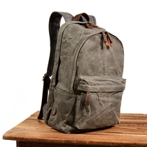 Waterproof oil wax canvas retro computer shoulder schoolbag outdoor leisure military wind large capacity mountaineering travel backpack