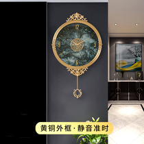 European style atmospheric brass wall clock living room decoration clock Wall home fashion modern creative hanging watch light luxury clock