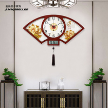 New Chinese wall clock living room table 2020 new Chinese style fan with calendar clock atmospheric calendar hanging clock