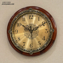 Solid Wood retro wall clock living room home clock American European silent round bedroom fashion hanging watch creative clock