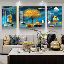 Living Room Decoration Painting Sofa Background Wall Triple Painting Modern Simplicity Hang Painting Nordic Wind Light Lavish Fresco Restaurant Wall Painting